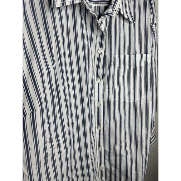 Maeve by Anthropologie Shirt Womens 2X White Blue Striped Button Down Cotton - Picture 2 of 6